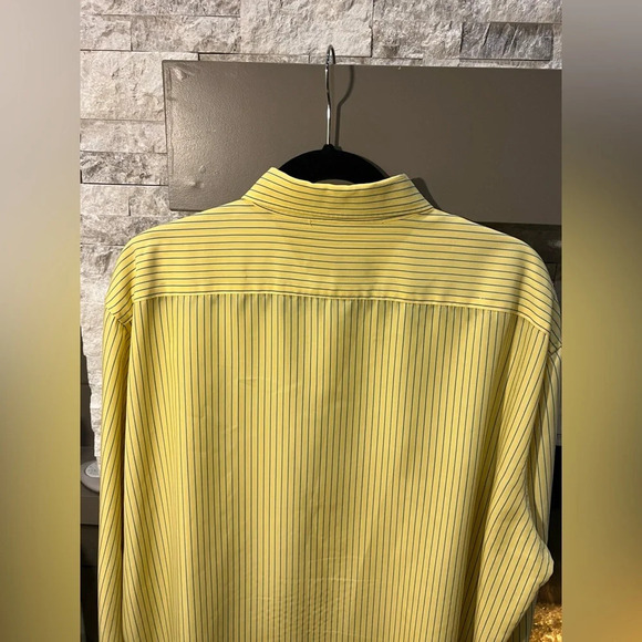 Bugatchi Uomo XL Yellow and Blue Striped long sleeve shirt. - Picture 6 of 9